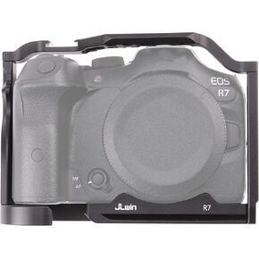 R7 Cage, Hersmay Aluminium Camera Cage for Canon EOS R7 Mirrorless Cameras with Cold Shoe,Handle Locating Holes,Multiple 1/4" 3/8" Screw Holes
