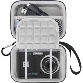 Lacdo Camera Carrying Case for KODAK PIXPRO FZ55 / FZ45 / FZ53 / FZ43 16MP Digital Camera, Video Vlogging Camera Storage Trave Bag, Mesh Bag Fits Batteries, Cable, Memory Card, Card Reader, Black