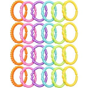KAKIBLIN Baby Links Rings, Baby Toys Links, Hanging Stroller Ring Toy,Connecting Baby Rings Toy Links for Car Seat Toy for Baby Stroller 24 Pcs, Ages 0 Months Plus,Travel Accessory Set