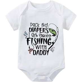 Pack My Diapers I Am Going Fishing With Daddy Newborn Romper Short Sleeve Baby Boy Clothes
