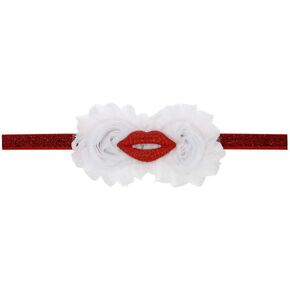 Baby Girls Flower Headband Red Lips Valentine's Days RedLips Flower Hair Band JHV04