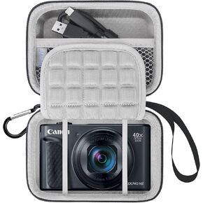 Lacdo Camera Carrying Case for Canon PowerShot SX740 / SX730 / SX720 / SX620 Digital Camera, Protective Camera Storage Trave Bag, Mesh Bag Fits Batteries, Cable, Memory Card, Card Reader, Black