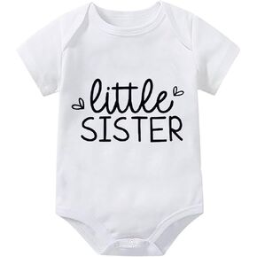 Little Sister Baby Bodysuit Short Sleeve Infant Romper Baby Girls Clothes Newborn Girl Outfit