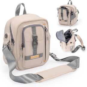 Cwatcun Camera Bag，SLR DSLR Canvas Sling Bag Small Compact Camera Shoulder Bag Crossbody Camera Case photography Purse with Padded Shoulder Strap for Canon Nikon Sony Fuji Mirrorless Cameras, White