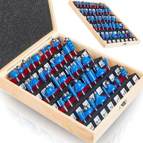 TAIWAIN 1/4 Shank Router Bit Set 43 PCS, Round Over Raised Panel Cabinet Door Rail and Stile Router Bits, Wood Milling Tool, Groove Tongue Cutter Tool for Woodworking (FH-04)