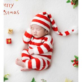 Newborn Photography Props Candy Style Photo Posing Outfits,(Fits for 0-20 Days Baby) Crochet Knitted Costume,Newborn Photography Accessories for Posing (Romper+Hat)