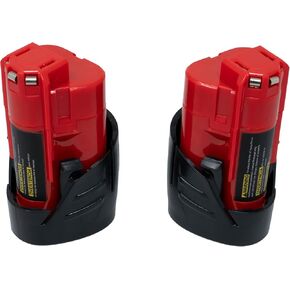 GHU Replacement Battery(2-Pack) for Milwaukee 12V 3.0A Compatible with M12 48-11-2411 48-11-2420 48-11-2401 48-11-2402 for M12 Cordless Tools