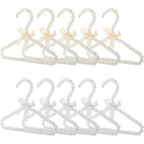 Pearl Hangers for Pet Clothes, Mini Clothing Hangers with Exquisite Design, Organize Your Wardrobe, Reliable Material, Wide Usage for Infant Baby Girls Boys Toddlers Dogs Cats (10PCS-White)