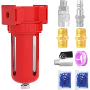 3/8" NPT Compressed Air Desiccant Drying System, For Dry Air, Compressed Air, Plasma Cutter and Paint Spray with Activated Carbon Bag