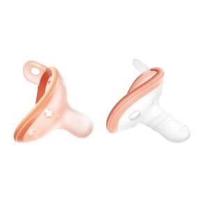 Baby Pacifiers 0-6 Month, Soft Silicone Newborn Pacifiers with Large Air Holes, BPA Free, Set of 2 in Thumb & Nipple Shape