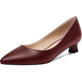 MOVINSTEPS Womens Slip On Pointed Toe Dating Matte Dress Solid Kitten Low Heel Pumps Shoes 1.5 Inch