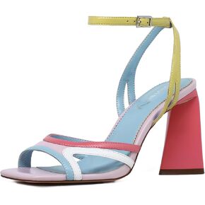 vivianly Womens Sandals Square Open Toe Chunky High Heel Strappy Ankle Strap Heels Sandals for Women Cute Party Work Shoes