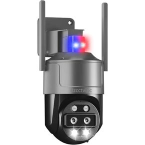 4K-Dual Lens-PTZ WiFi-Security Camera-Outdoor 2.4&5Ghz-Dual Band,Auto Tracking,Color Night Vision Human/Vehicle Detection,8MP 10X Optical Zoom,IP67 Waterproof Cam,Human Vehicle Motion Detection (8MP)