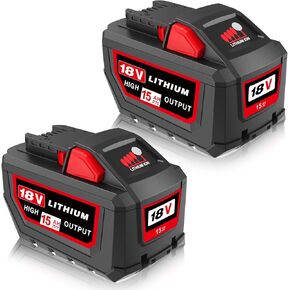 Upgraded 15.0Ah Replacement for Milwaukee M18 Battery Replacement for Milwaukee 18V Battery 48-11-1880 48-11-1850 48-11-1860 Compatible with Milwaukee 18 Volt Cordless Power Tools and Chargers 2Pack