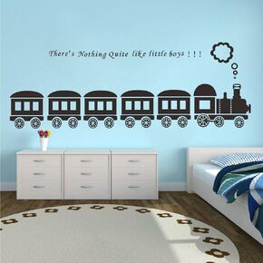 Train Wall Decal and High-Speed Rail Wall Sticker with Removable PVC - Perfect for Decorating Kids' Rooms, Nurseries, and Student Dorms JWH142 (Black)