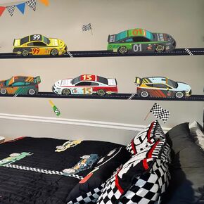 Large Boy Wall Decals Peel and Stick, Realistic Cars Wall Sticker, Plane Hot Air Balloon Transportation Vehicle Wall Stickers for Boys Room Kids Playroom Gender Neutral Room Nursery