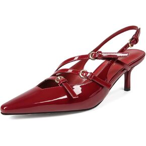 Womens Low Kitten Heel Pumps Stylish Pointed Toe Sandals Classical Slingback Slip On Buckle Shoes for Women
