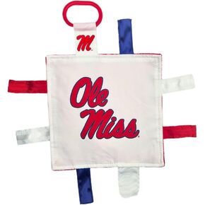 University of Mississippi Crinkle Learning Lovey Sensory Plush Blanket - Tag Toys for Babies - Baby Stroller Toys - Sports Team Pride MVP Registry Gift w/Stroller Clip (8 x 8 Tag Toy)…