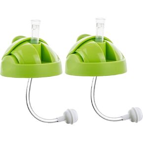 Green Silicone Straw Sippy Cup Lid Compatible with Boon Nursh Bottles, Conversion Straw Top for Boon Nursh Bottles, 2 Count