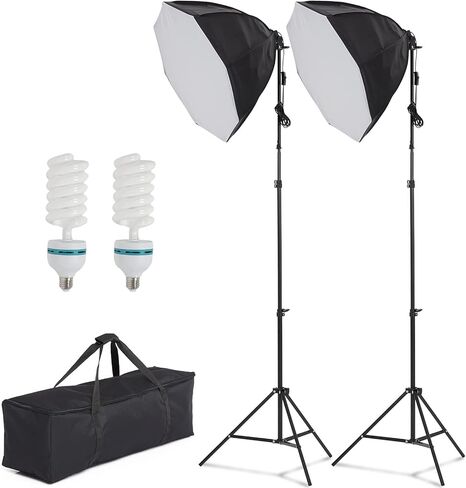 Pioneerworks Softbox Firtbox Lighting Kit ، مجموعة إضاءة مستمرة مع 2pcs 135w 5500k ، إضاءة استوديو الصور الاحترافية لتسجيل الفيديو ، تصوير صورة in Kuwait
