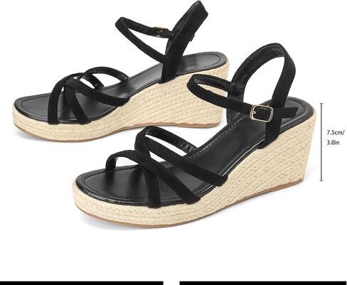 Dressy Open Toe Sandals Platform Wedge Sandals with Cushioned Insole and Ankle Strap Buckle,Strappy Espadrille Wedge Sandals for Women Comfortable Summer in Saudi Arabia