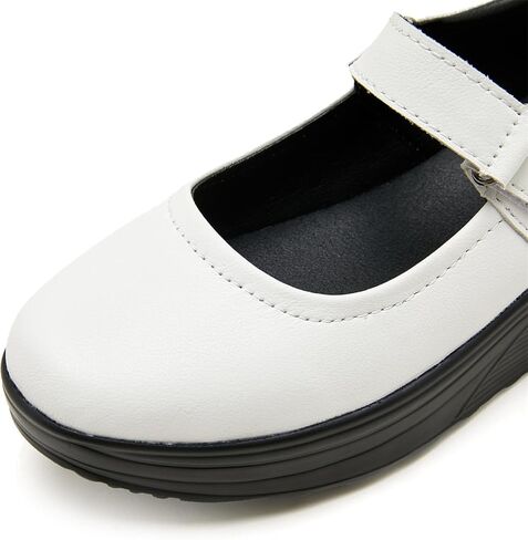 EnllerviiD Women Mary Jane Shoes Buckle Air-Cushion Casual Chunky Heel Round Toe Uniform Dress Platform Wedge Shoes Comfort Pumps Walking Shoes in Kuwait