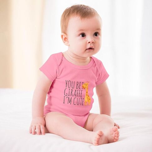 You Bet Giraffe I'm Cute Baby Clothes Short Sleeve Funny Infant Romper White Newborn Outfits in Kuwait