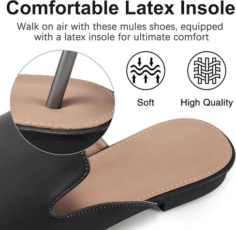 Womens Mules Work Shoes: Black Comfortable Dress Slip On Flats for Indoor Outdoor Walking in Saudi Arabia