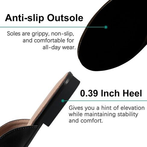 Womens Mules Work Shoes: Black Comfortable Dress Slip On Flats for Indoor Outdoor Walking in Saudi Arabia