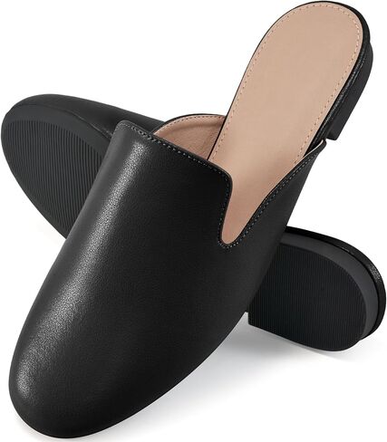 Womens Mules Work Shoes: Black Comfortable Dress Slip On Flats for Indoor Outdoor Walking in Saudi Arabia