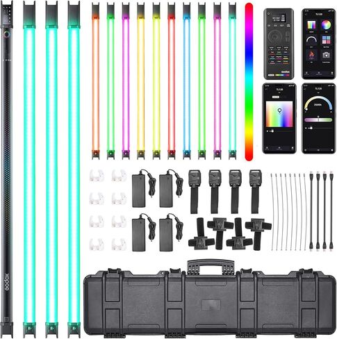 Godox TL120-K4 Tube Light, Full-Color RGB Tube Light, CRI 96 TLCI 98, Color Temper 2700K-6500K, 0-100% Dimmable, 39 FX Effects, 2600mAh Built-in Lithium Battery, Smartphone APP, with Remote Control in Saudi Arabia