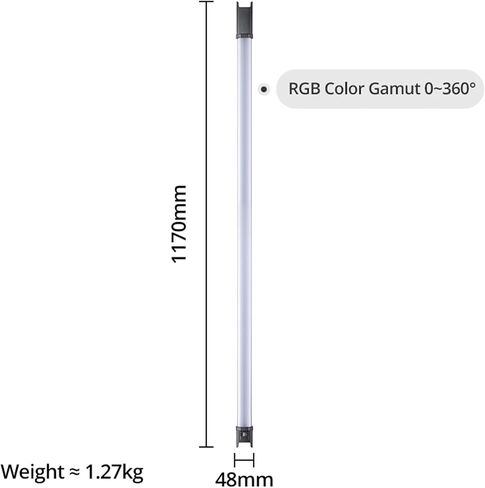 Godox TL120-K4 Tube Light, Full-Color RGB Tube Light, CRI 96 TLCI 98, Color Temper 2700K-6500K, 0-100% Dimmable, 39 FX Effects, 2600mAh Built-in Lithium Battery, Smartphone APP, with Remote Control in Saudi Arabia