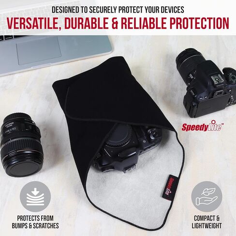 Camera Wrap Cloth – Self Stick Microfiber Wrap with Waterproof Mid-Layer - Versatile Tech Wrap for Cameras Lenses Tablets and Laptops - 18 or 15 inch - Black in Saudi Arabia