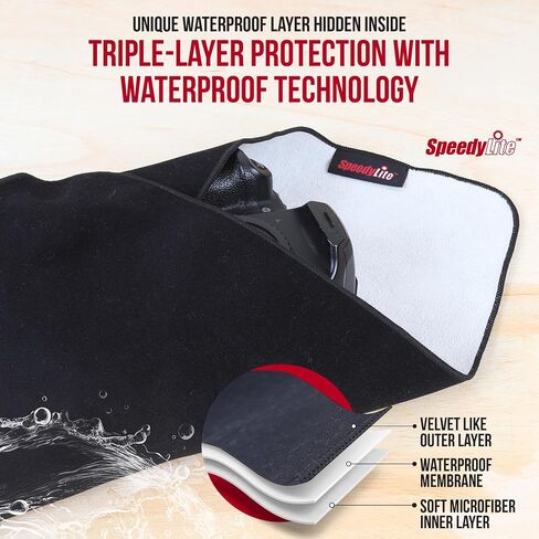 Camera Wrap Cloth – Self Stick Microfiber Wrap with Waterproof Mid-Layer - Versatile Tech Wrap for Cameras Lenses Tablets and Laptops - 18 or 15 inch - Black in Saudi Arabia