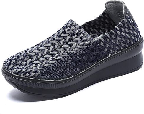 منصة Veroders Women's Wedge مغلق أخمص القدمين مريحة للمشي أحذية منسوجة مضخات Mary Jane للمدرسة Beach in Kuwait