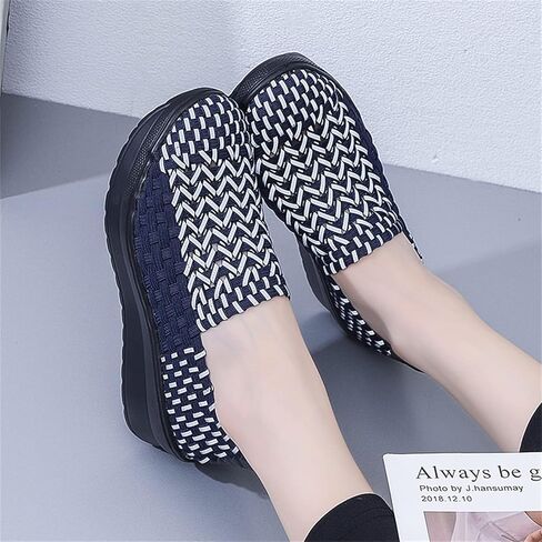 منصة Veroders Women's Wedge مغلق أخمص القدمين مريحة للمشي أحذية منسوجة مضخات Mary Jane للمدرسة Beach in Kuwait