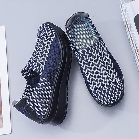 منصة Veroders Women's Wedge مغلق أخمص القدمين مريحة للمشي أحذية منسوجة مضخات Mary Jane للمدرسة Beach in Kuwait