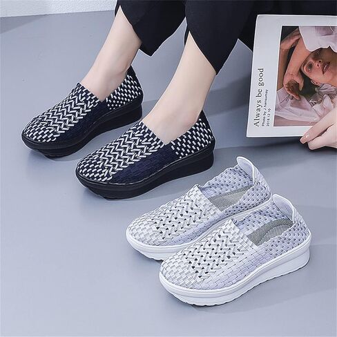 منصة Veroders Women's Wedge مغلق أخمص القدمين مريحة للمشي أحذية منسوجة مضخات Mary Jane للمدرسة Beach in Kuwait