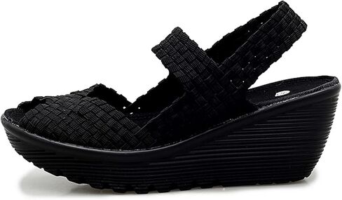 Touchmosees Women's Wedge Platform Slip-on Woven Pumps Casual Walking Shoes | Lightweight Mary Jane Shoe Soft Comfortable Sandals for Work Travel Garden in Saudi Arabia