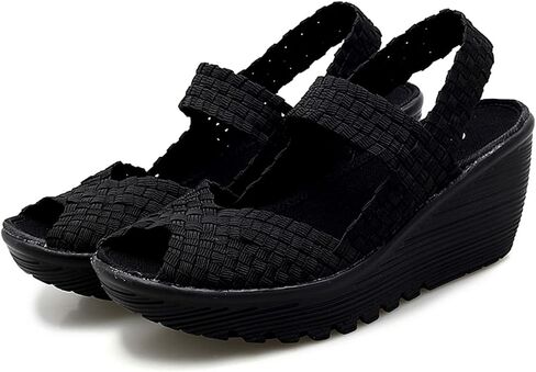 Touchmosees Women's Wedge Platform Slip-on Woven Pumps Casual Walking Shoes | Lightweight Mary Jane Shoe Soft Comfortable Sandals for Work Travel Garden in Saudi Arabia
