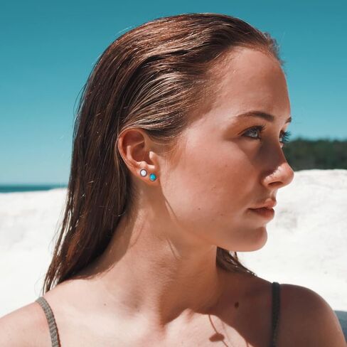 بلانش أوبال حلق للنساء هيبوالرجينيك أقراط صغيرة للآذان الحساسة مطلي مسمار in Kuwait