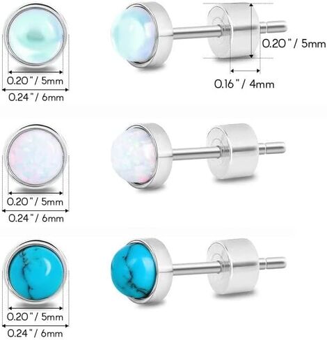 بلانش أوبال حلق للنساء هيبوالرجينيك أقراط صغيرة للآذان الحساسة مطلي مسمار in Kuwait