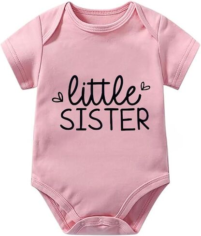 Little Sister Baby Bodysuit Short Sleeve Infant Romper Baby Girls Clothes Newborn Girl Outfit in Kuwait