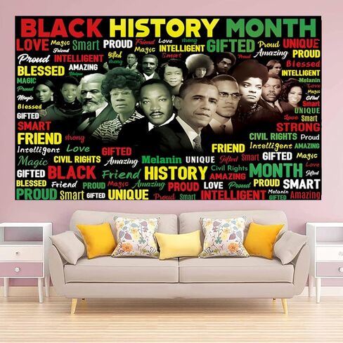 خلفية شهر التاريخ الأسود ، احتفال أمريكي من أصل أفريقي لافتة كبيرة 70.8x43.3 بوصة ، فبراير العطل الأسود كبرياء صورة مستوحاة من أفريقيا الخلفية لزخارف التاريخ الأسود in Kuwait