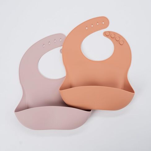 Silicone Bib 2-Pack: Safe, Non-Toxic, Food-Grade. Waterproof, Adjustable Neck Band, Easy-Clean Pouch Catcher. in Saudi Arabia