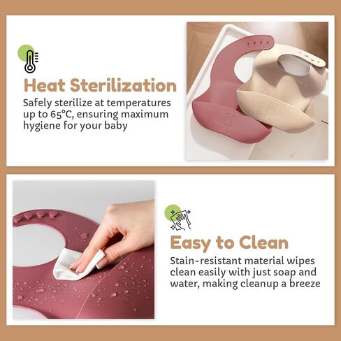 Silicone Bib 2-Pack: Safe, Non-Toxic, Food-Grade. Waterproof, Adjustable Neck Band, Easy-Clean Pouch Catcher. in Saudi Arabia