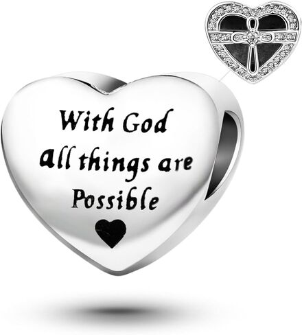 Heart Love Jesus God Cross Charm Compatible with Pandora Charms Bracelets Engraved Bible Verse Quote Beads for Women Jewelry in Kuwait
