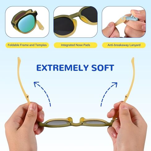 Kids Sunglasses for Boys Girls Children Polarized Sunglasses with Strap UV400 Protection Toddler Infant Sun Glasses in Saudi Arabia