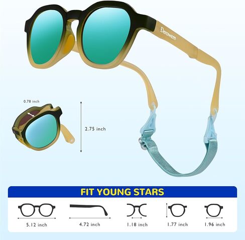 Kids Sunglasses for Boys Girls Children Polarized Sunglasses with Strap UV400 Protection Toddler Infant Sun Glasses in Saudi Arabia