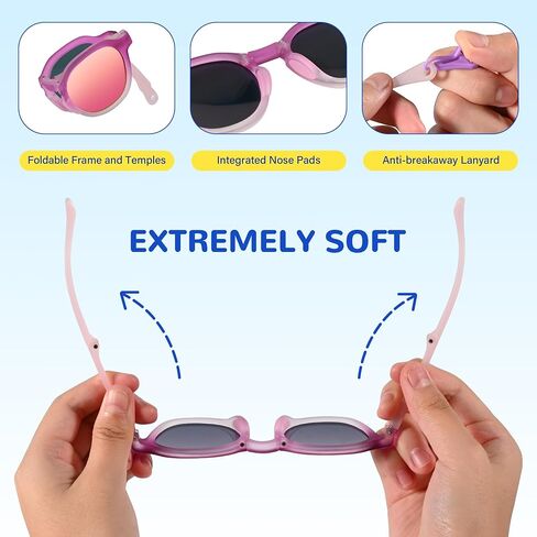 Kids Sunglasses for Boys Girls Children Polarized Sunglasses with Strap UV400 Protection Toddler Infant Sun Glasses in Saudi Arabia